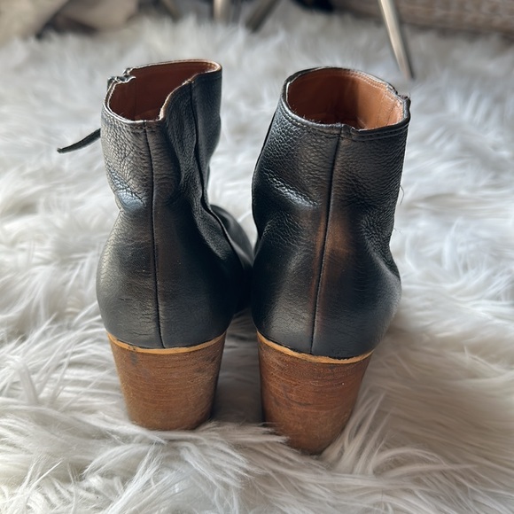 BP Nordstrom Trolley Lance Leather Zip Wood Heel Booties 6 - Picture 3 of 5